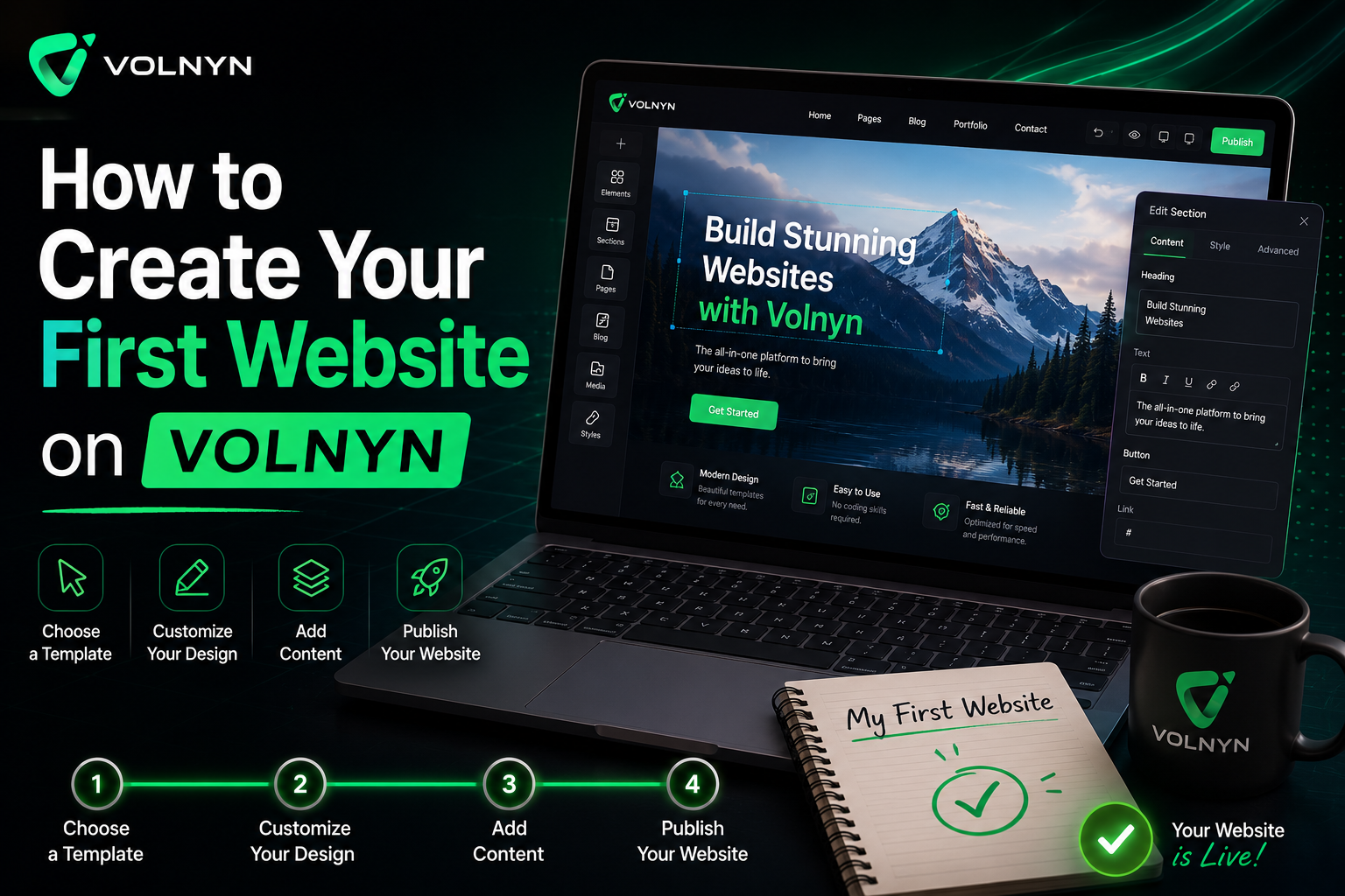 How to Create Your First Website on volnyn