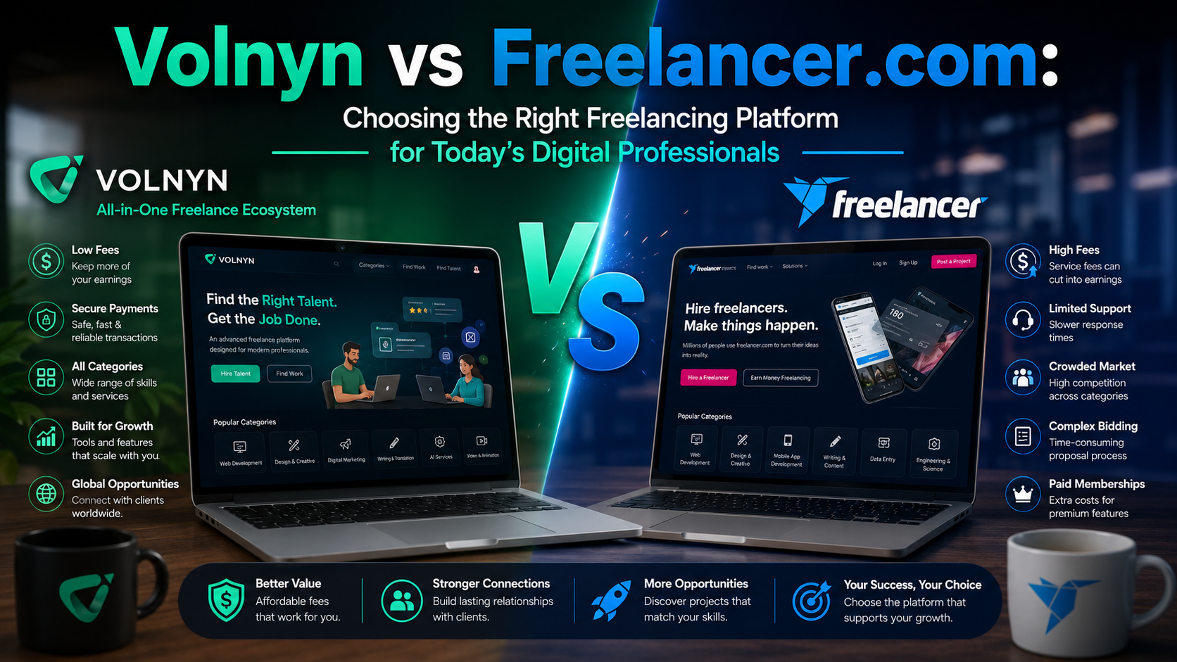 Volnyn vs Freelancer.com: Choosing the Right Freelancing Platform for Today's Digital Professionals