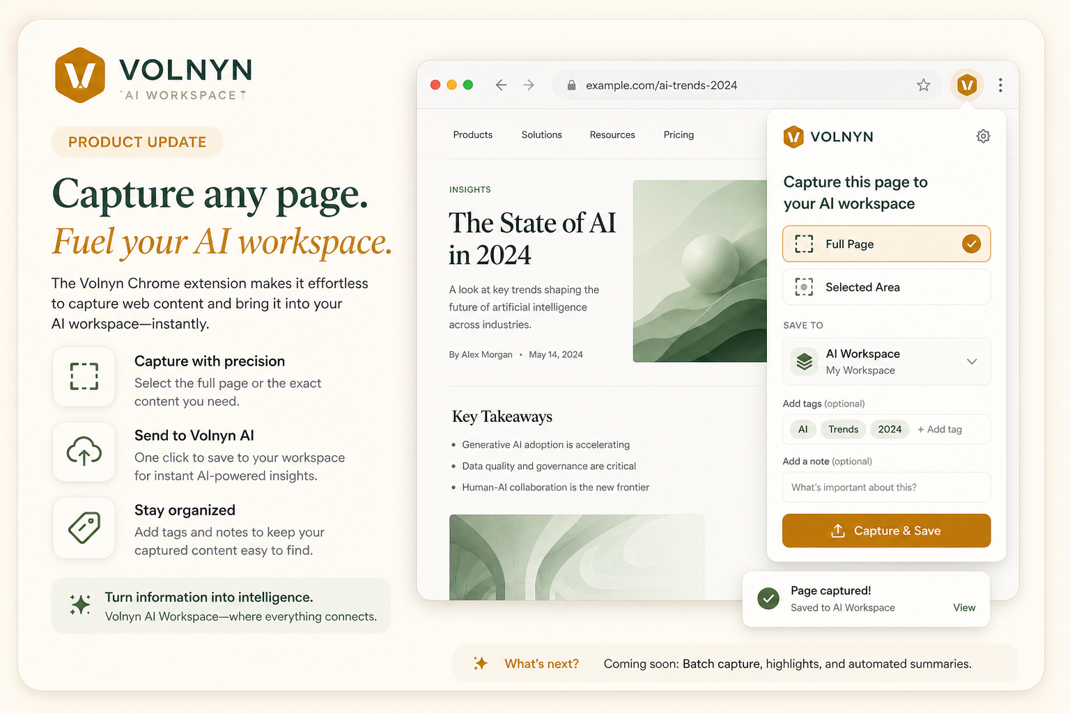 Chrome extension 1.1 — capture the web into Volnyn