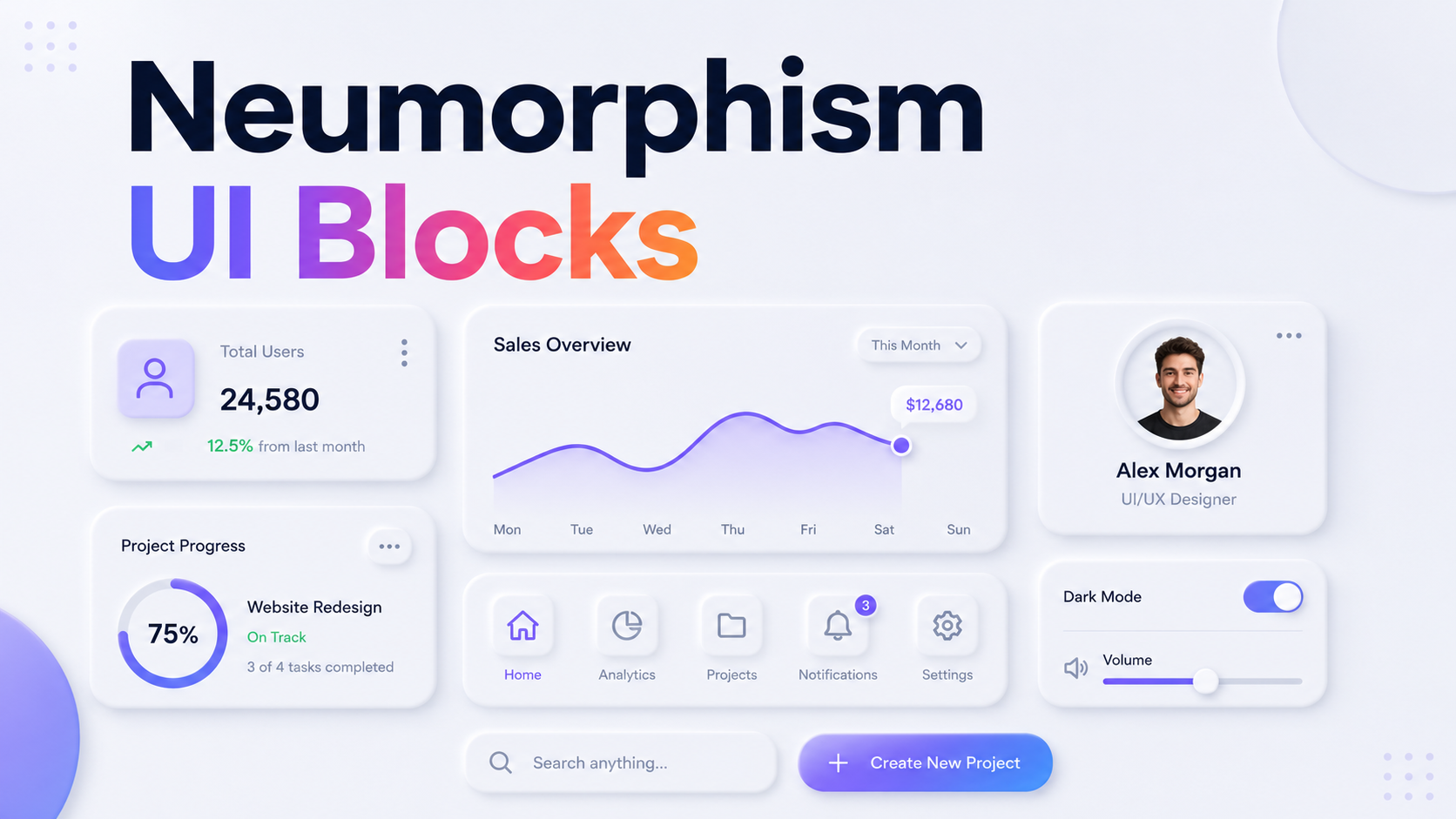 Neumorphism UI Blocks